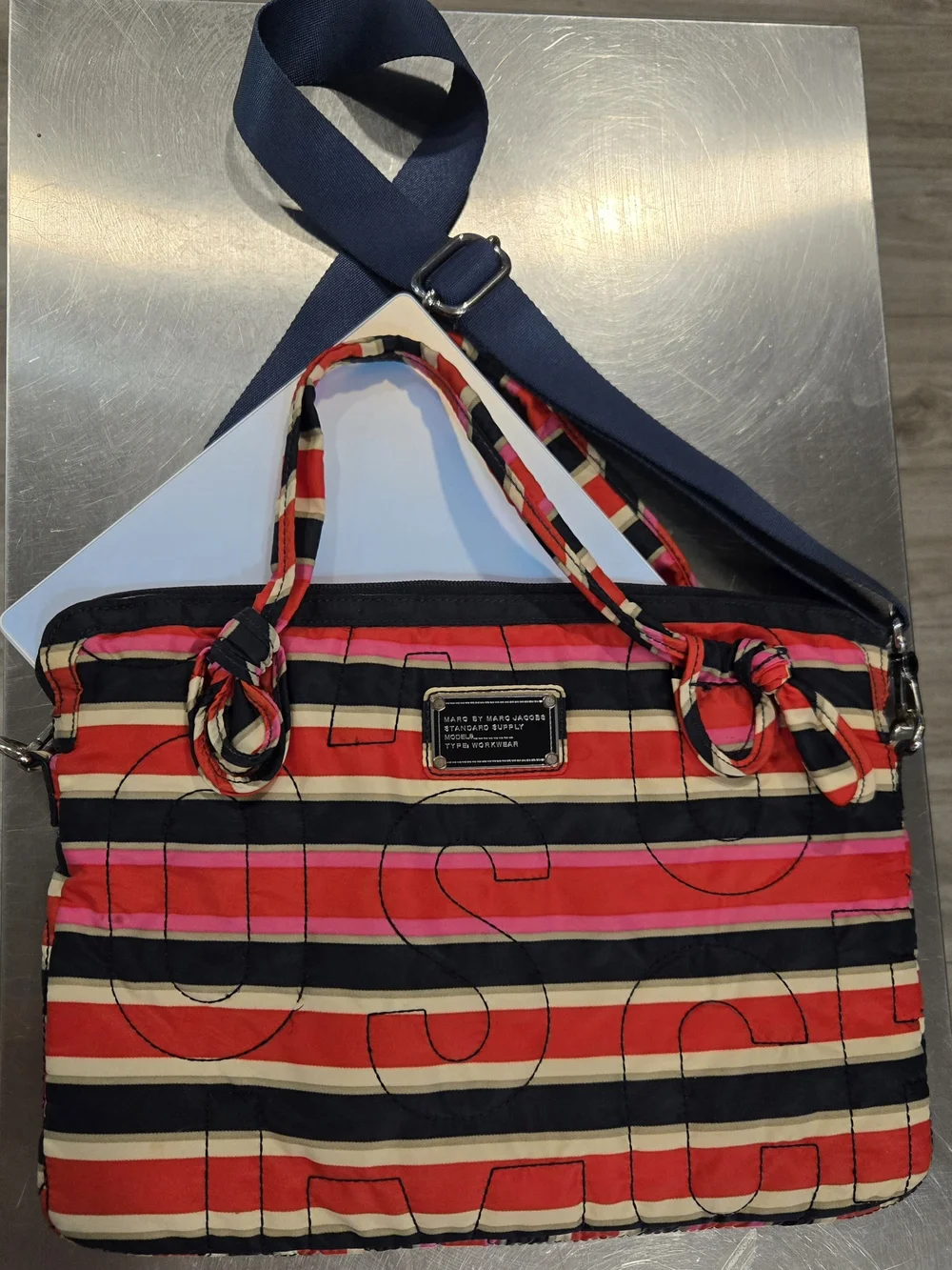 Marc by Marc Jacobs Striped Quilted Nylon Laptop (Up To 17